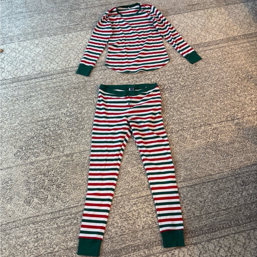 Old Navy Striped Holiday Pajama Set - Green, Red, White